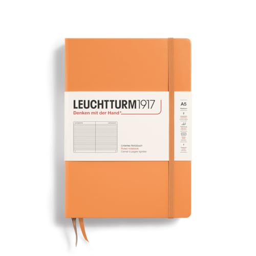 Image of LEUCHTTURM1917 - Notebook Hardcover Medium A5-251 Numbered Pages for Writing and Journaling (Apricot, Ruled)