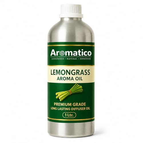 Image of AROMATICO Lemongrass Diffuser Oil with Strong,Long-Lasting Aroma. Light,Citrusy,Stress Relieving Oil for Homes,Offices & Showroom. Aromatherapy,Diffusers, Purifiers,Vaporizers - 1 L (1000 ml)