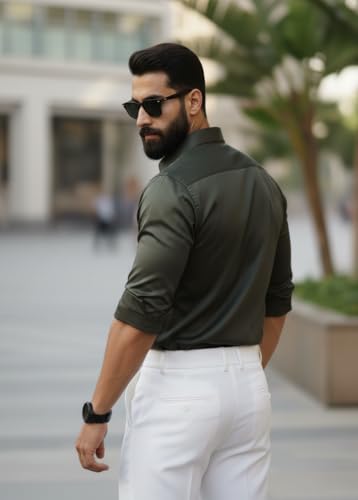 Image of IndoPrimo Men's Stylish Satin Shirt for Party, Formal, Daily and Casual Wear Full Sleeve Shirt for Men