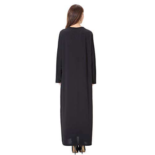 Abaya jilbab BaronHong de color sólido para mujer, un thobe árabe elegante para diario 6