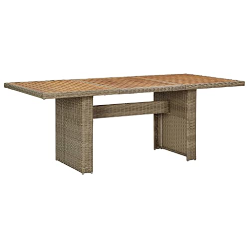 vidaXL Table à Dîner de Jardin Table de Salle à Manger Table de Repas Patio Terrasse Arrière-Cour Extérieur Marron 200x100x74 cm Résine Tressée