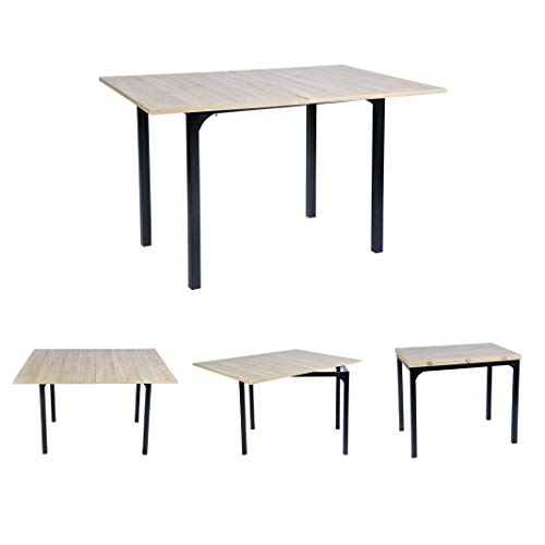 Mueble de Comedor Extensible de Roble de tamaño Grande, Rectangular, Mesa de extensión de Cocina, de Madera de Densidad Media, 60-120 x 90 x 75-77 cm