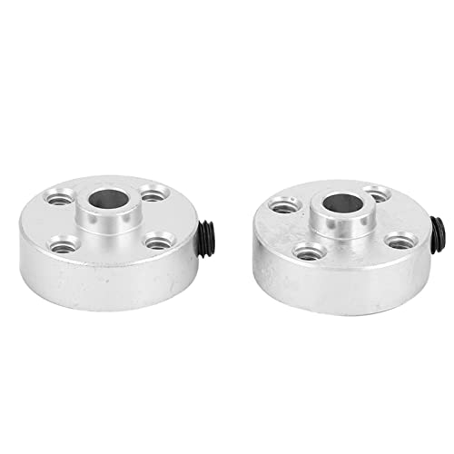 Yuecoom 2Pcs Axle Hub Metal Set, Heavy Duty Aluminum Flange Shaft Coupling with Set Screw, Robot Motor Connection Shaft Replacement Kits for DIY Parts