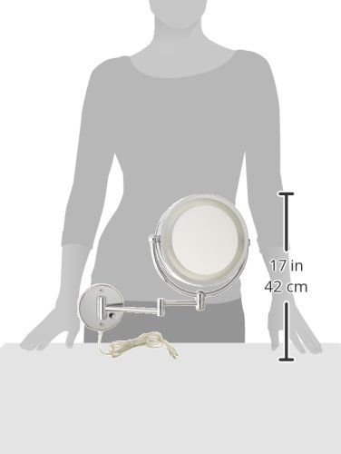 Danielle Revolving Wall-Mounted Day/Night Lighted Mirror, 10X Magnification, Chrome