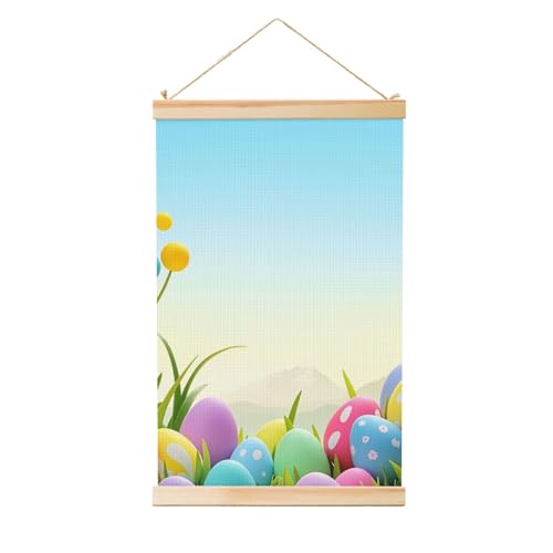 STVYUKL April Easter Hanging Poster Canvas Scroll Wall Art Painting