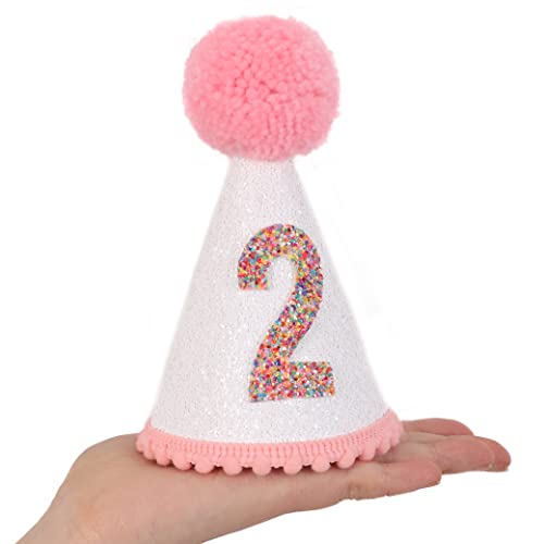Birthday Hat for Girls - Glitter Birthday Hat with Pink Pom Topper, Birthday Decoration for Girls4