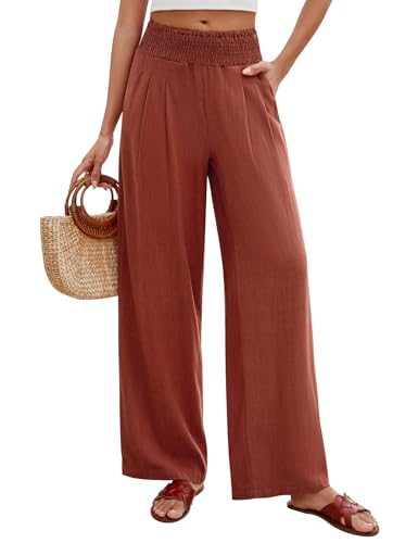 PASUDA Leinenhose Damen Sommer Hose Weites Bein Baumwolle Leinen...