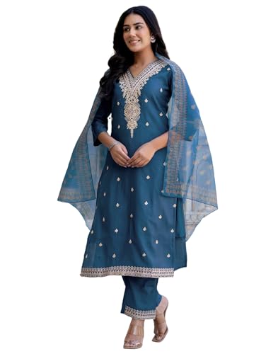 Image of SKYLEE Rayon Chikankari Embroidery Anarkali Kurta Set with Dupatta