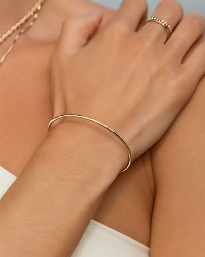 Jewelry: Hammered Cuff Bracelet for Women – Lifetime Color Guarantee – Waterproof, Non-Tarnish, Hypoallergenic, Gold PVD Coated – Perfect for Beach, Weddings, Gifts – 2 ¾” Diameter3