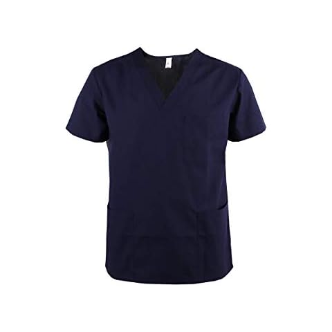JONATHAN UNIFORM Men's Work Coat with V Neck Short Sleeves Tall Size, Superior Uniform for Hairdressers, Beauticians, Cleaning and Massage and Wellness Centers (Navy,XL) Cover
