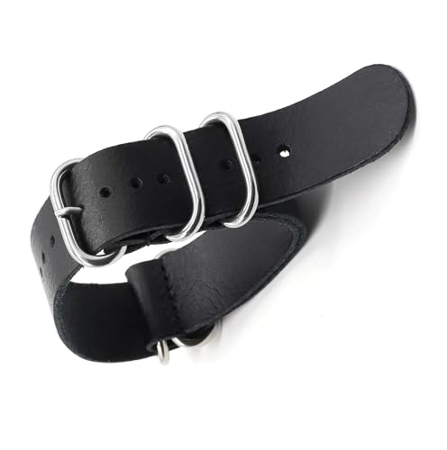 dayeer Vintage Leather Watch Strap For men Handmade Replacement watchband Accessories(Black,18mm)