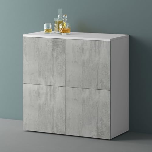 Mai & Mai Meuble de Rangement avec 4 Portes et 4 Compartiments Casier de Rangement Polyvalent...