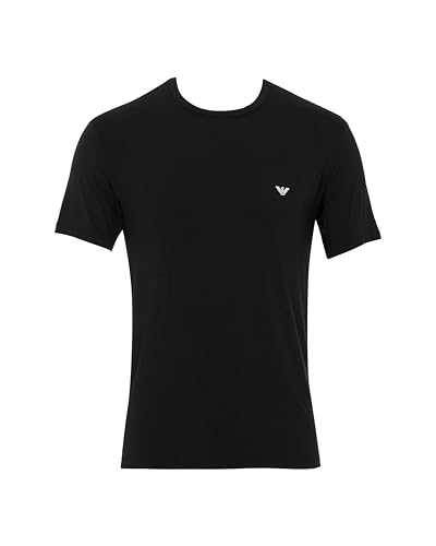 Emporio Armani Man's Soft Touch Bamboo Viscose 2-Pack Crew Neck T-Shirt, Black, L, Fitted