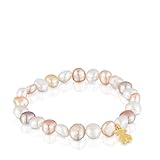 TOUS Pulsera elástica con perlas cultivadas rosadas y baño de oro 18 kt sobre plata, Para Mujer, Colección Basics