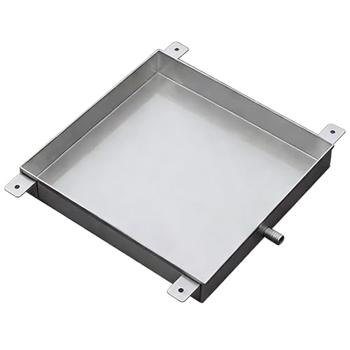 Bandeja de goteo de acero inoxidable 304 para aire acondicionado y lavadora, bandeja de metal resistente con manguera para recogida de aceite y drenaje de condensado