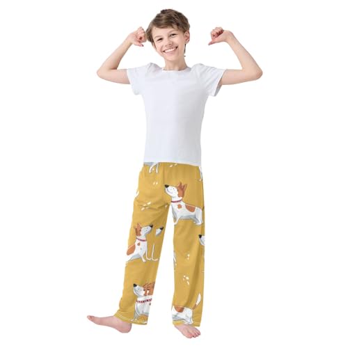 Jack Russell Dog Woof Boys Long Pants Soft Trousers Elastic Waist Kids Lounge Bottoms with Pockets S-XL3