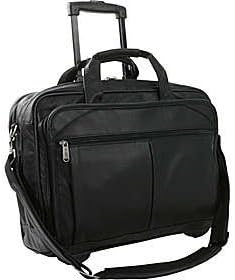 World Richman 8029-03 Leather Rolling 15 Inch Laptop Briefcase