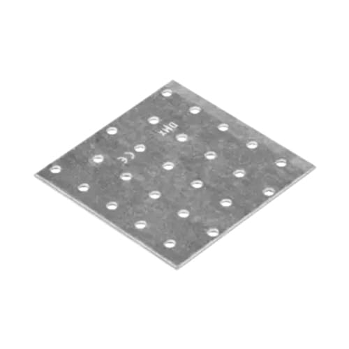 Piastre di giunzione piatte zincate perforate, 100 mm x 100 mm, staffe in metallo per legno, spessore 2 mm, acciaio PP35 (confezione da 1)