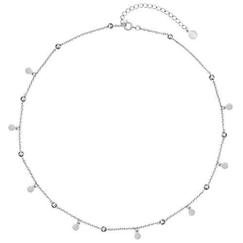 day.berlin Halskette Sun in Silber, 40+5cm variable Länge mit Plättchen und Kugeln, filigrane 316L Edelstahl Kette, nickelfrei & wasserfest für Damen day.berlin Halskette Sun in Silber, 40+5cm variable Länge mit Plättchen und Kugeln, filigrane 316L Edelstahl Kette, nickelfrei & wasserfest für Damen