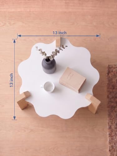 Image of Modern Flower Side Table, Home Decor for Living Room, Bed Side Tables for Bed Room, stools for Home, Furniture for Home, 2-Tier Beige Shelves
