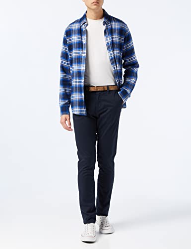 TOM TAILOR Denim Herren 1008253 Slim Fit Chino Hose Mit Gürtel, 10668 - Sky Captain Blue, 33W / 32L EU