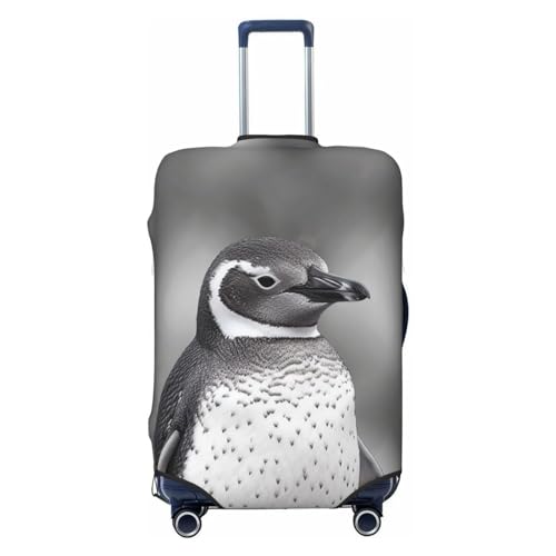 Grey penguin Luggage Covers for Suitcase Washable Suitcase Cover Fashion Stretch Suitcase Protector Cover Anti-Scratch Baggage Covers Fit 18-32 Inch Luggage Large