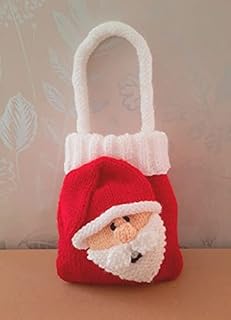 Knitting Pattern Santa Gift Bag from Knitting by Post - A Christmas Treat Holder Ready to be Knit in Red and White