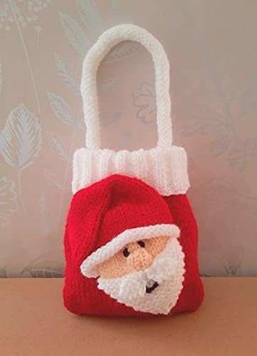 Knitting Pattern Santa Gift Bag from Knitting by Post - A Christmas Treat Holder Ready to be Knit in Red and White