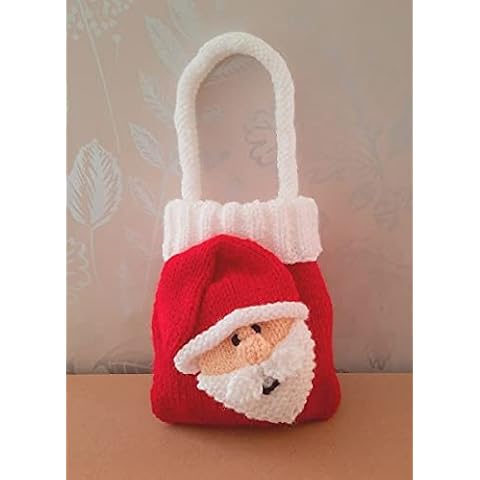 Knitting Pattern Santa Gift Bag from Knitting by Post - A Christmas Treat Holder Ready to be Knit in Red and White Cover