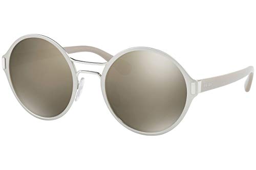 Prada PR57TS Sunglasses 1AP1C0-54 - Matte Silver/Silver Frame, Light Brown Mirror PR57TS-1AP1C0-54