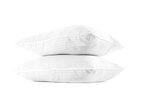 Gel Fiber Pillows 2 Pack – Queen Size Cotton Rich Dobby Pillow Filled with Hypoallergenic, Soft and Fluffy .4 Microdenier True Down Alternative (Soft) Guarantee - Crafted in USA