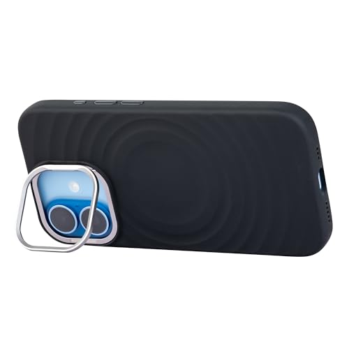 Image of TEKNE WaveStand Silicone Back Case for iPhone 17 | Built-in Stand for Hands-Free Viewing | Shockproof Soft-Touch Slim Cover with Microfiber Lining | Anti-Slip Matte Finish | Black