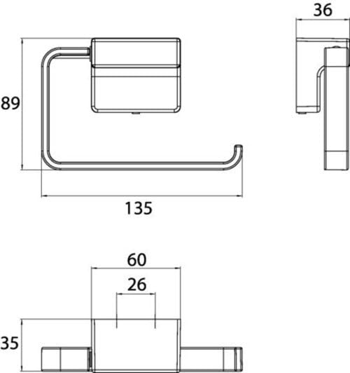 Portarrollos sin tapa Emco negro normal accesorio de pared para baño 5