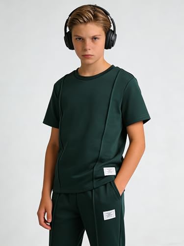 Image of OLMRJKD Boys 2 Piece Outfits Color Block Clothes Short Sleeve T Shirt and Camouflage Pants Summer Clothing Sets