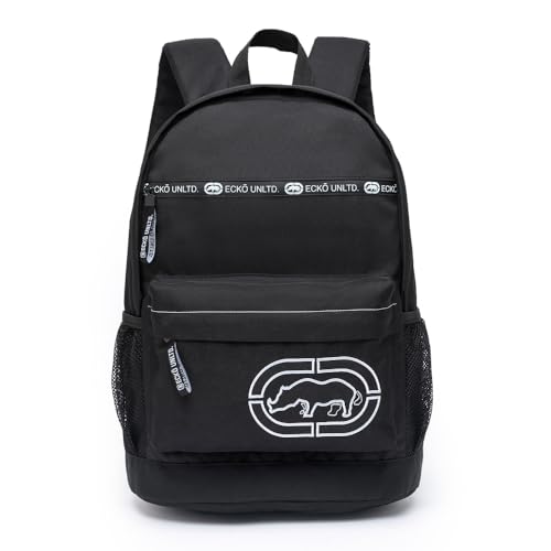 Mochila Bolsa Ecko Escolar Faculdade Casual Espaçosa Notebook (Branco com Preto)