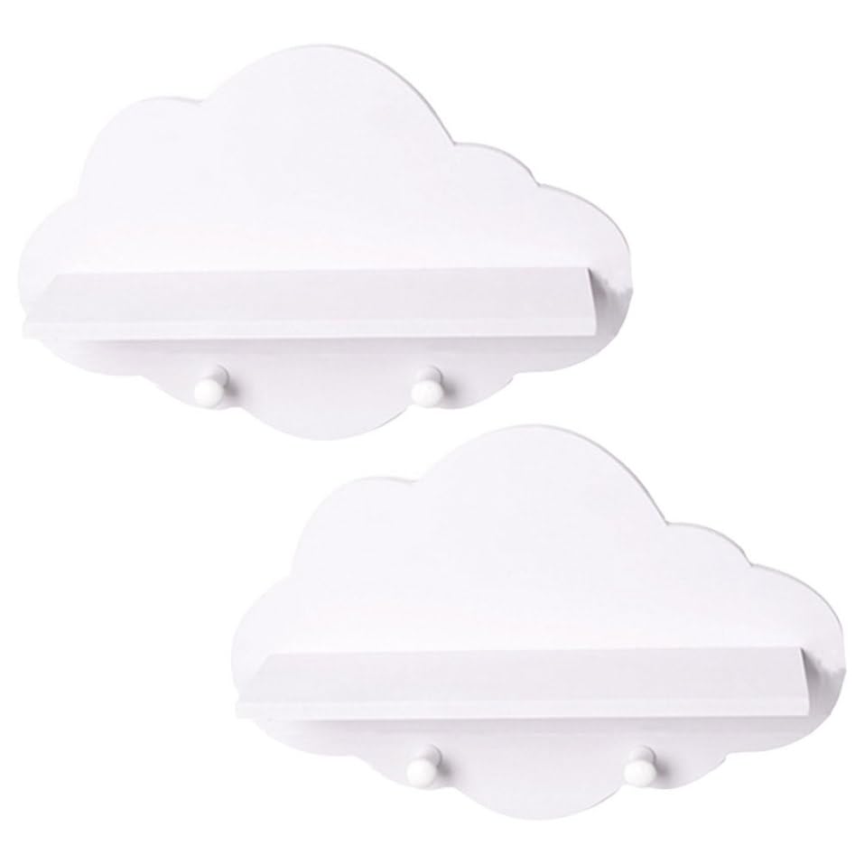 Étagères flottantes nuage en bois blanc, lot de 2 design pour chambre enfant et salon