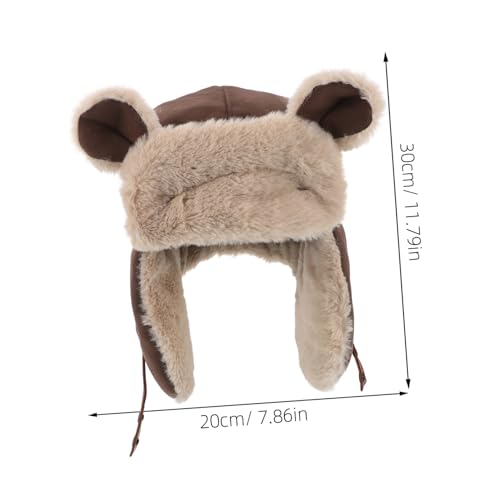 Kisangel Bear Ears Hat Cute Plush Earflaps for Cold Weather Comfortable Fit for Outdoor Activities for Skiing Hiking and Everyday Wear Coffee2