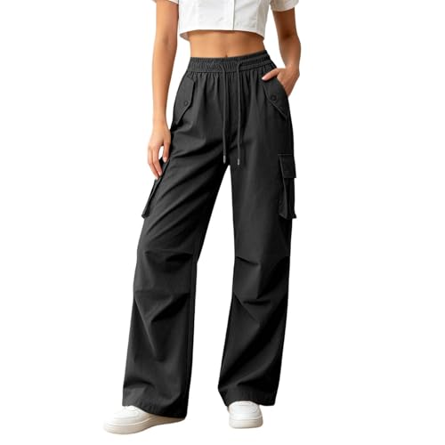 Pantalon jogging maille grande largeur bleu coupe décontractée taille haute