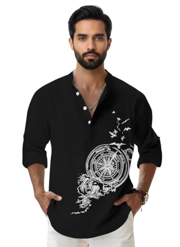Image of Amazon Brand - INKAST Men's Cotton Blend Mandarin Collar Regular Fit Full Sleeve Casual Short Kurta
