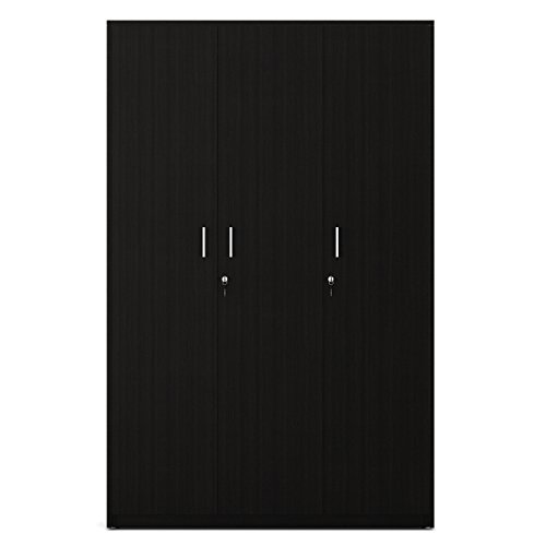 Image of Spacewood Value Wardrobe | 3 Year Warranty | Almirah, Cupboard, Almari, 3 Door Wardrobe, 1 Drawer (1 Lock Drawer) and 1 Hanging Space|Engineered Wood| Natural Wenge