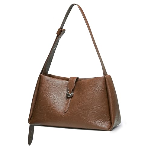 LA FESTIN Leather Shoulder Bag for Women - Large Capacity Brown Satchel Bag with Adjustable Strap Women's Crossbody Purse