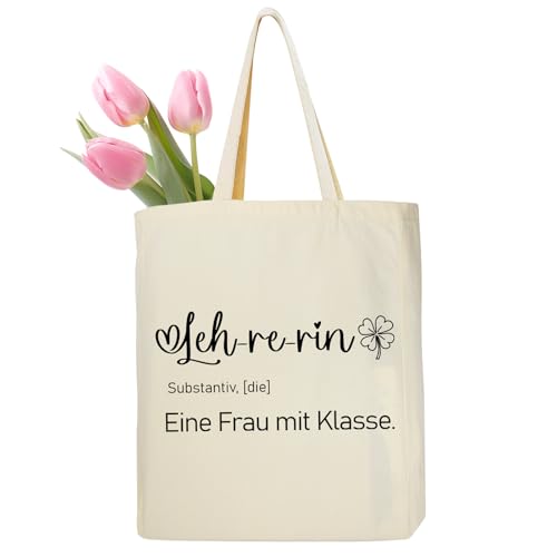 Ysound Borsa in cotone per insegnante, borsa della spesa 35 x 42 x 8 cm, regalo di addio per insegnante