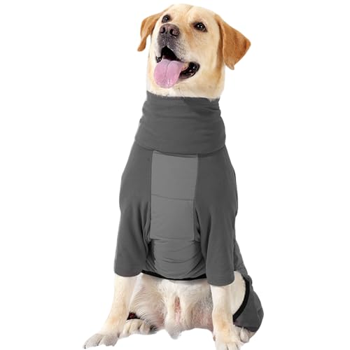 Allgemeiner Hunde-Fleecemantel mit Beinen, Hundemantel, Fleece, wasserdicht, mit gestepptem Rücken und hochelastischem Kragen, Winter-Hundejacke, verstellbarer Ganzkörper-Einteiler mit Geschirrloch