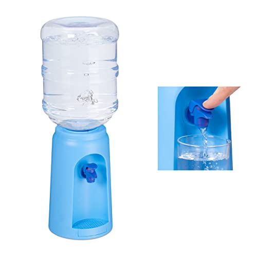 relaxdays Wasserspender mit Tank Distributore d’Acqua con Tanica & Rubinetto, Erogatore da Ufficio, 4,5 l, Plastica, HxD 47,5x17 cm, Blu