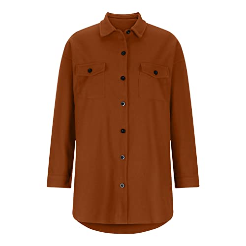 Womens Corduroy Jacket Oversized Button Down Boyfriend Shirt Casual Long Sleeve Fall Jackets Tops with Pockets4