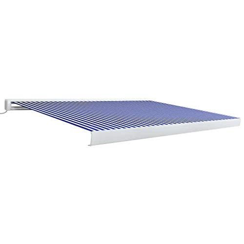Brokky Toldo de Carrete motorizado Azul y Blanco 400x300 cm Motor para toldo Exterior toldos para terrazas Exteriores toldo motorizado toldos 3052659