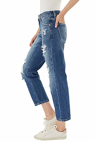 Kancan Women's Mid Rise Distressed Boyfriend Jeans - KC86433