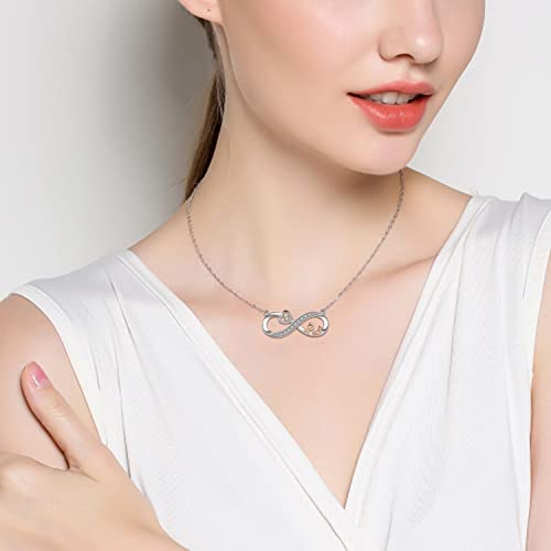 925 Sterling Silver Lucky Number Necklace Infinity Love Heart Pendant Necklaces 5th 10th 15th Anniversary Jewelry Wedding Birthday Graduation Gifts for Wife Girlfriend Women Her3