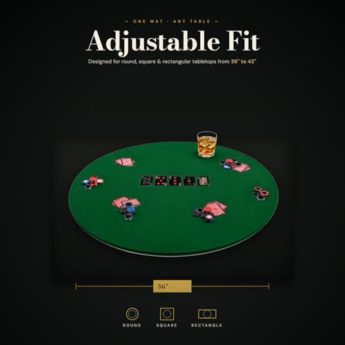 Altatac Felt Card Poker Table Cover 36-42 inches Green Stretch Elastic Fitted Bridge Card, Mahjong, Dominoes and Casino Game Night Table Topper Table Cloth Protector by Altatac - Image 2