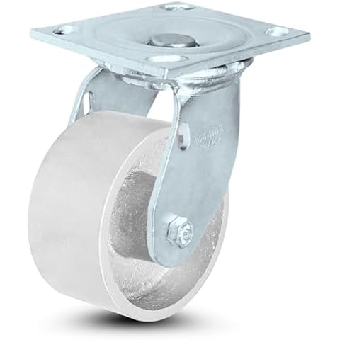 CasterHQ - 4 Inch Heavy Duty Swivel Caster with Semi-Steel Cast Iron Wheel, 1000 lb Capacity, 4-Inch Size Cover
